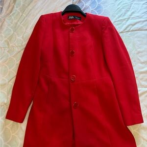 Zara Women's Vibrant Red Trench Coat